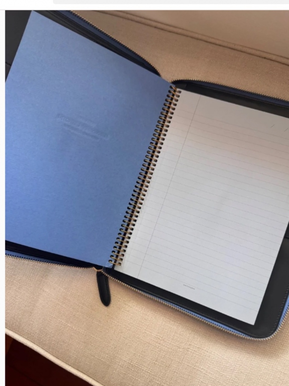 SMYTHSON Panama A5 Zip Portfolio Organizer | Nile Blue Crossgrain Leather - Picture 9 of 12